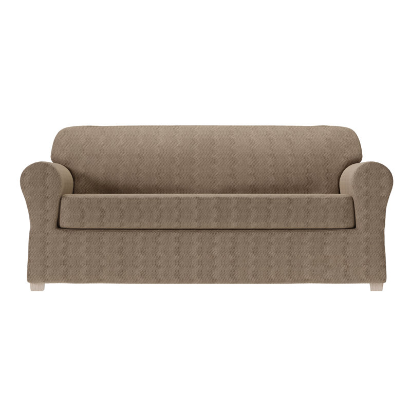 Housse extensible pour canapé à coussins carrés, H 34 po x l 96 po x P 38 po, Mélange de polyester brun