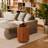 Modern Solid Wood End Table with Geometric Pedestal Base, Walnut Finish