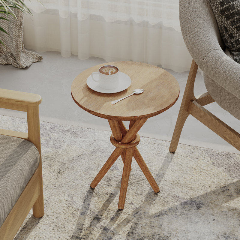 Farmhouse Round Wood End Table