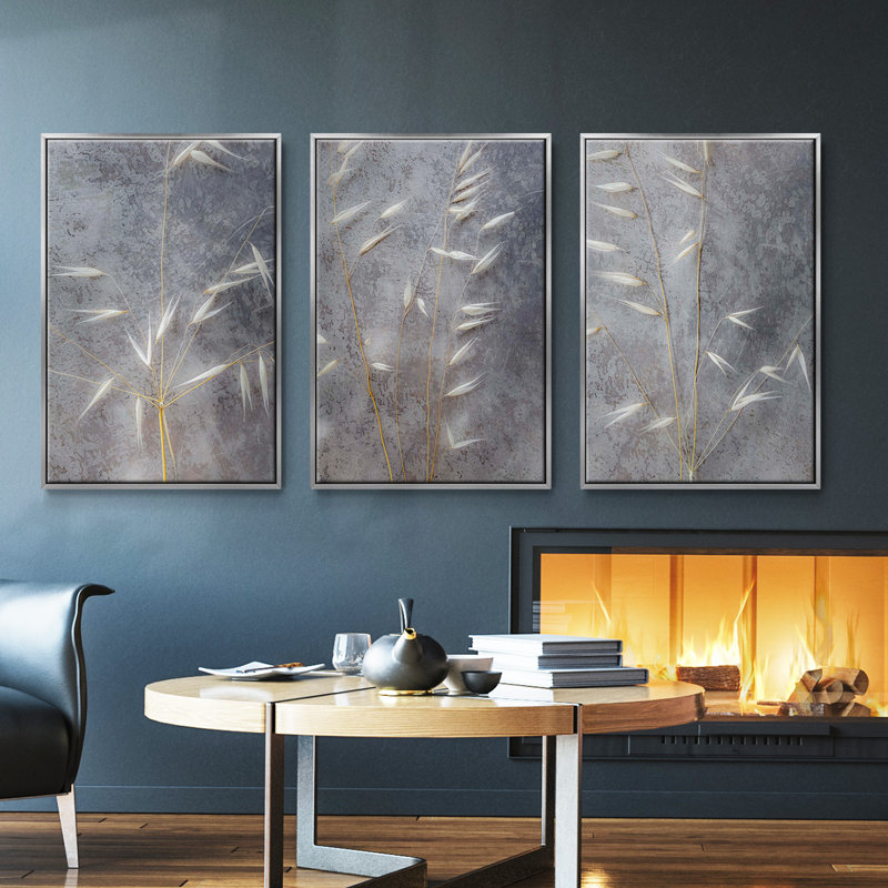 «Moonlit Dream I», ensemble de 3 reproductions sur toile, H 36 po x l 72 po, Argent