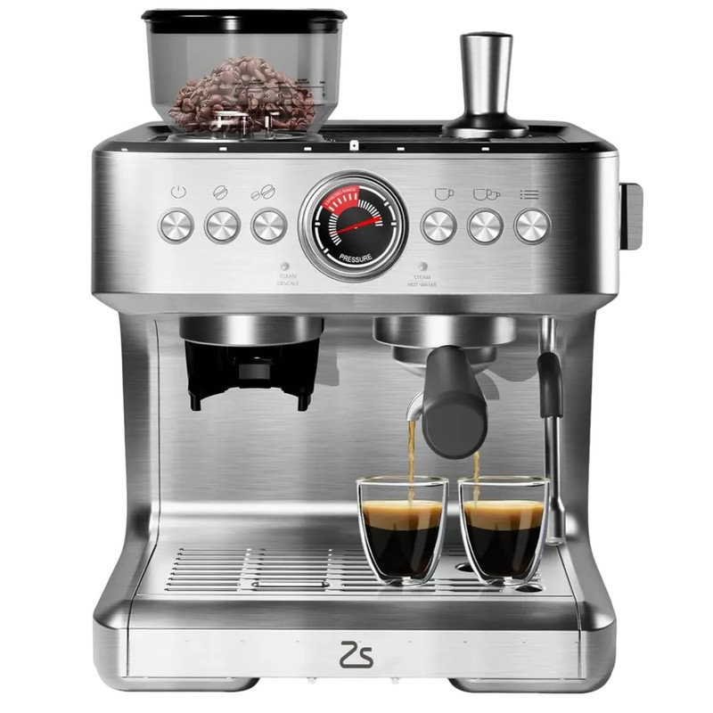 Machine à café semi-automatique 20 bars avec mousseur à lait et buse à vapeur, 2,8 L