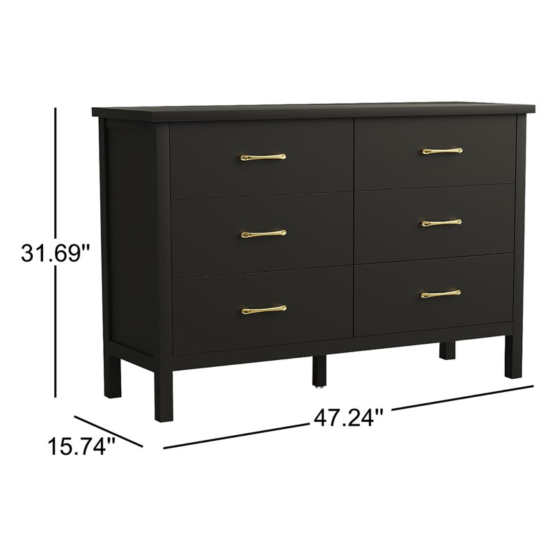 Commode 6 tiroirs Curson, Noir