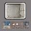 Miroir de salle de bain pour salle de bain avec lumière élevée, cadre noir, intensité variable, contrôle de l'interrupteur mural, antibuée, IRC 95 réglable 3000K-4500K-6000K, IP54 imperméable à l'eau-2137355105-2137355104