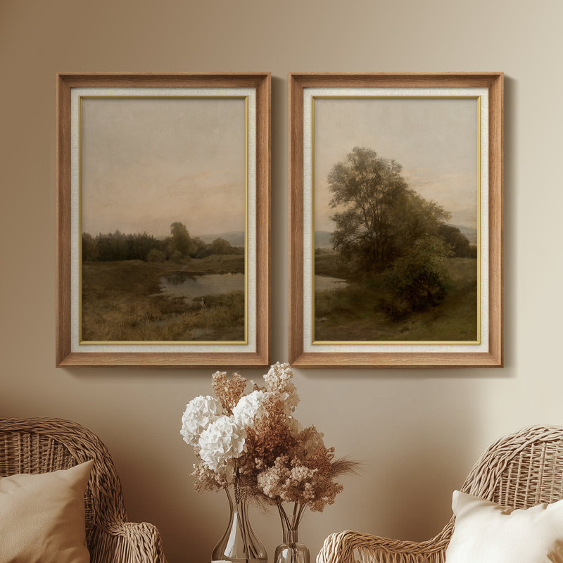 Ensemble de 2 œuvres d'art encadrées de qualité supérieure sur toile de qualité supérieure avec cadre de 26 po x 36 po