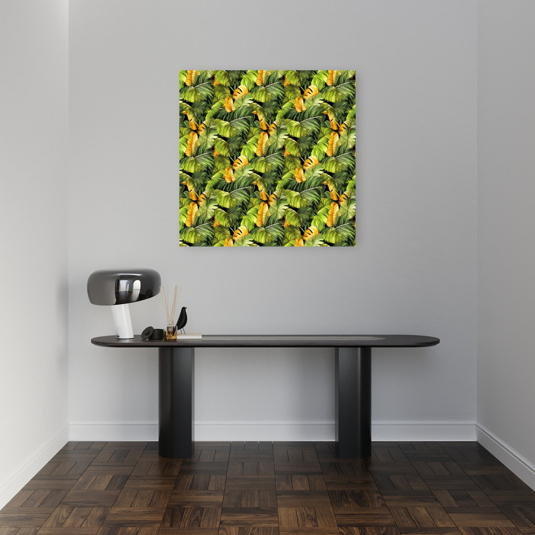 Lush Tropical Foliage Abstract Contemporary Bird Palm Animal Flower Wall Art Print