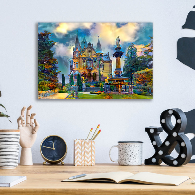 «Allemagne, château de Drachenburg» par Pierre Gavidia, art mural en verre acrylique, H 12 po x l 16 po x P 0,13 po