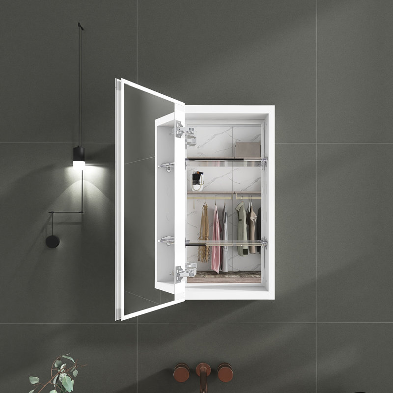 Armoire à pharmacie rectangulaire en alliage d'aluminium avec 2 tablettes réglables, H 15 po x l 12 po x P 5,63 po