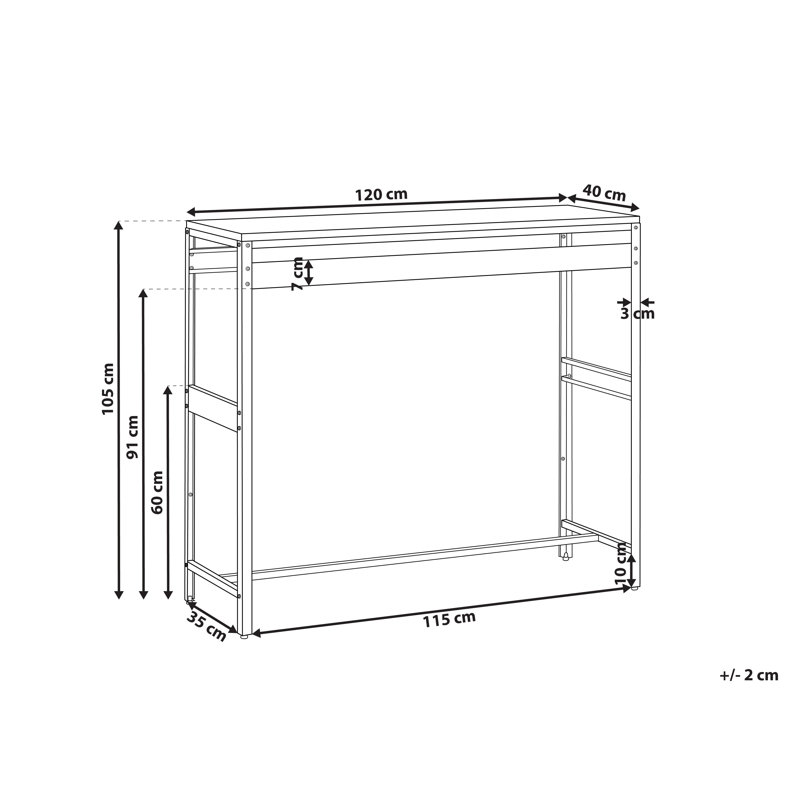 Rectangular 2 - Person 40cm L Outdoor Standing Height Table