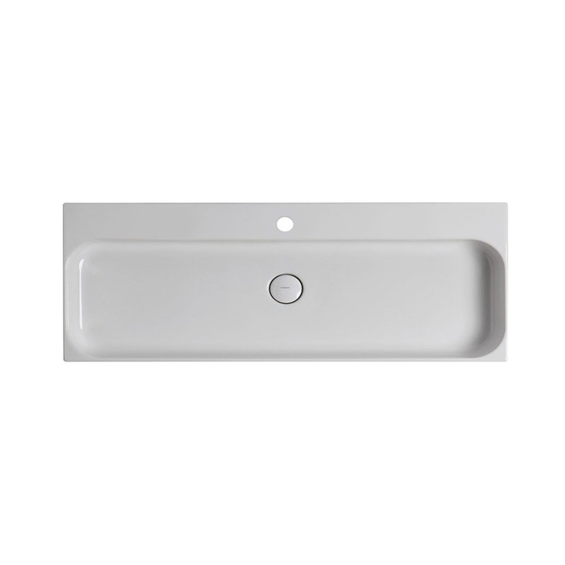 WS Bath Collections Unit 16.5'' Ceramic White Ceramic Rectangular Bathroom Sink with Overflow, Single Hole
