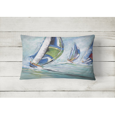 Boat Race Outdoor Reversible Throw Pillow