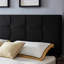 Tête de lit contemporaine gaufrée pour très grand lit avec housse en tissu et capitonnage noir-1985881647