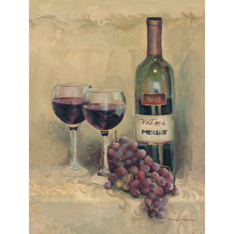"Vino Italiano" sur toile par Marilyn Hageman, reproduction, H 32 po x l 24 po