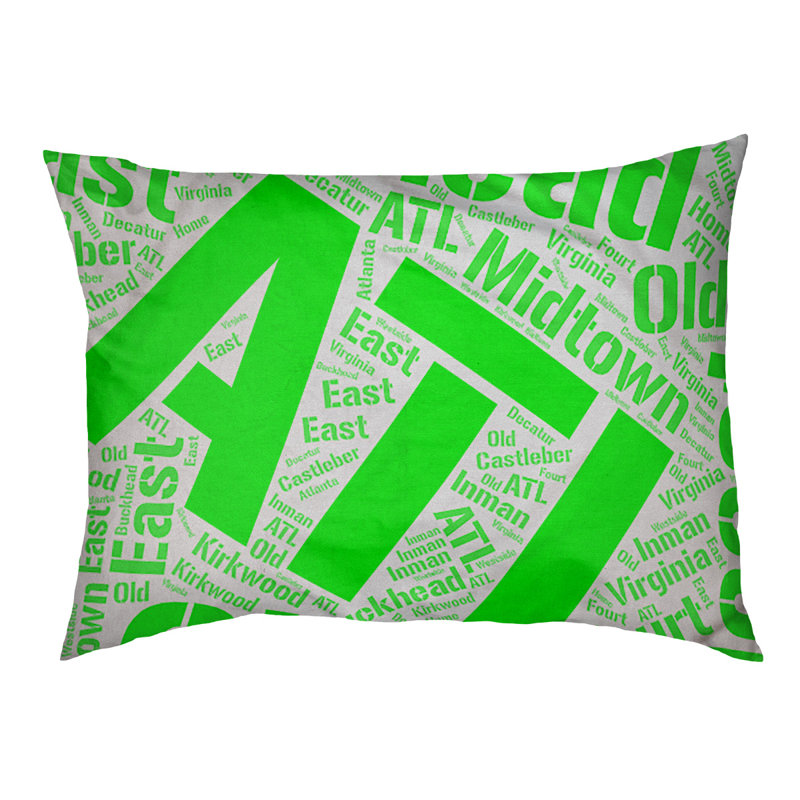 Coussin de chien « districts », Moyen (H 9,5 po x l 28 po x P 18 po), Atlanta, Vert