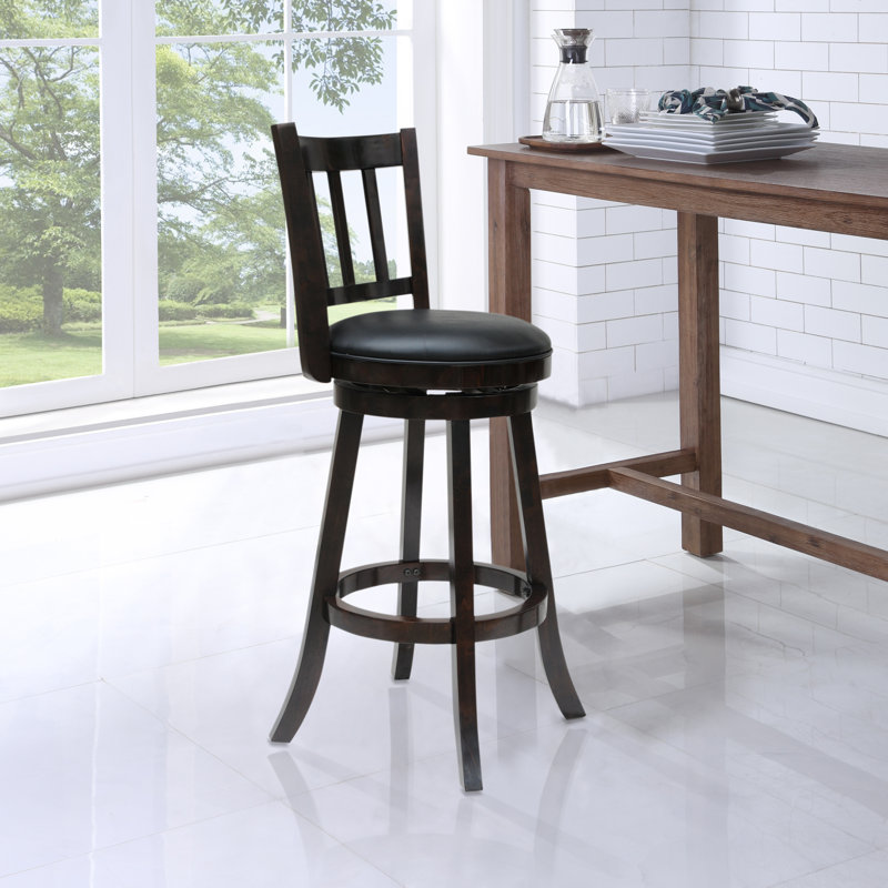 Raffe Swivel Upholstered Counter Stool with Solid Wood Frame, Cappuccino, Bar Stool (29” Seat Height)