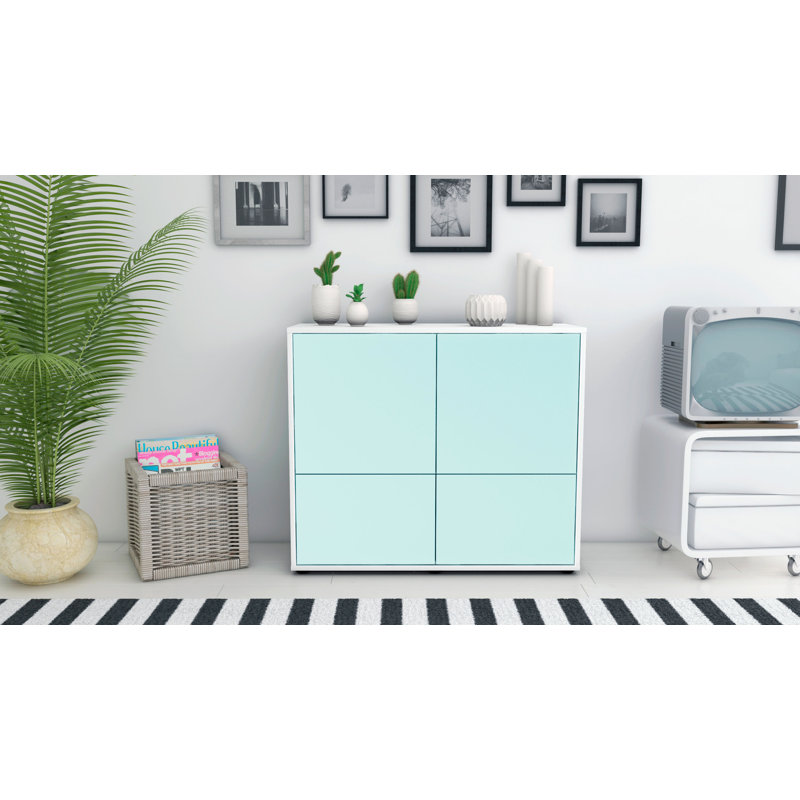Potrero 92cm Sideboard, White and Light Blue