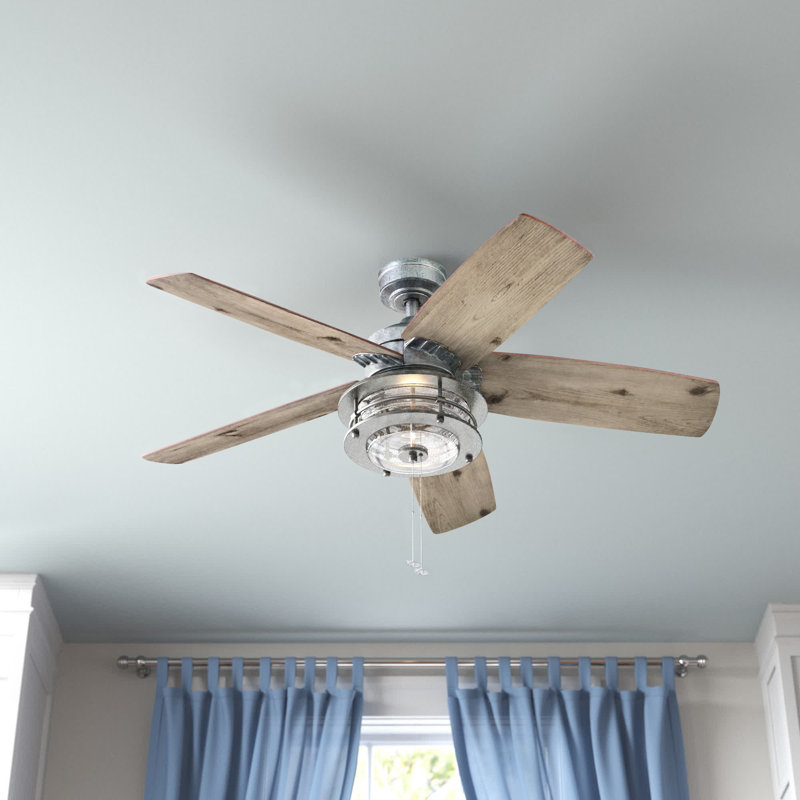 Foxhaven 52" Indoor Ceiling Fan with Pull Chain and Light Kit Included, Galvanized