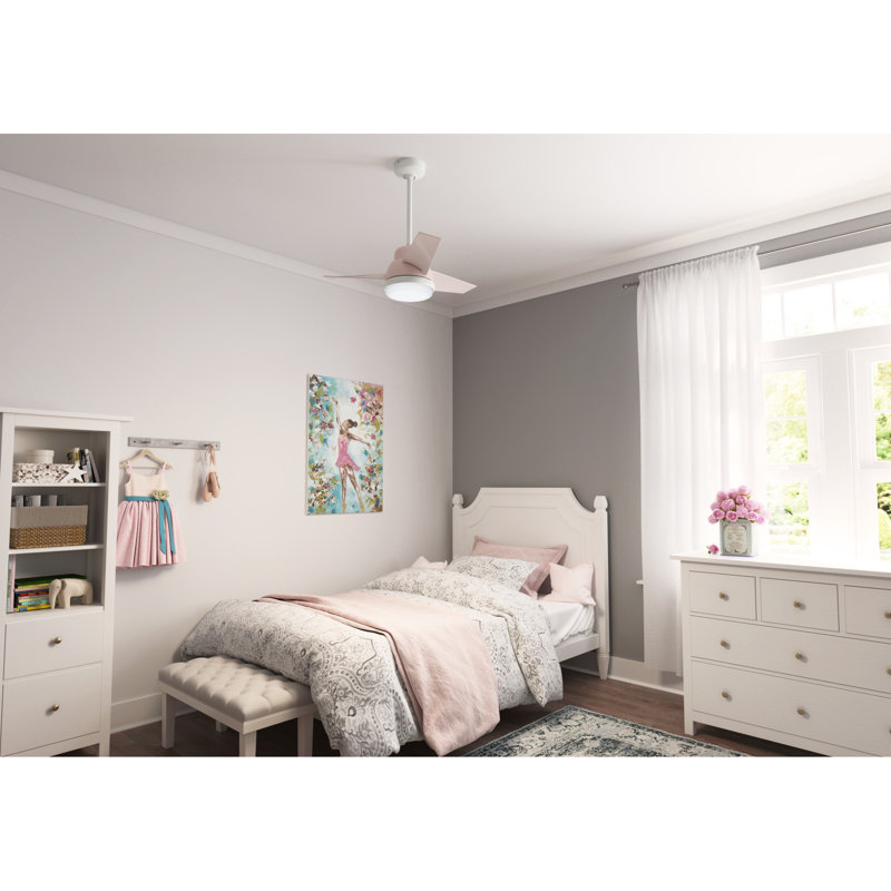 Blush Pink 36" Indoor Ceiling Fan with LED Light and Remote