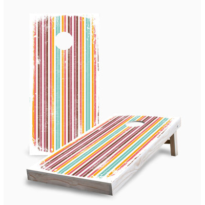 Retro Grunge Stripes 2x4 Cornhole Board Set | Includes (2) Boards (8) Bags & Optional Accessories