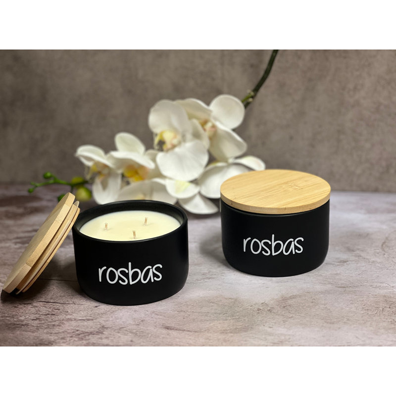 Bougie parfumée thé vert et citronnelle avec support en céramique Rimini