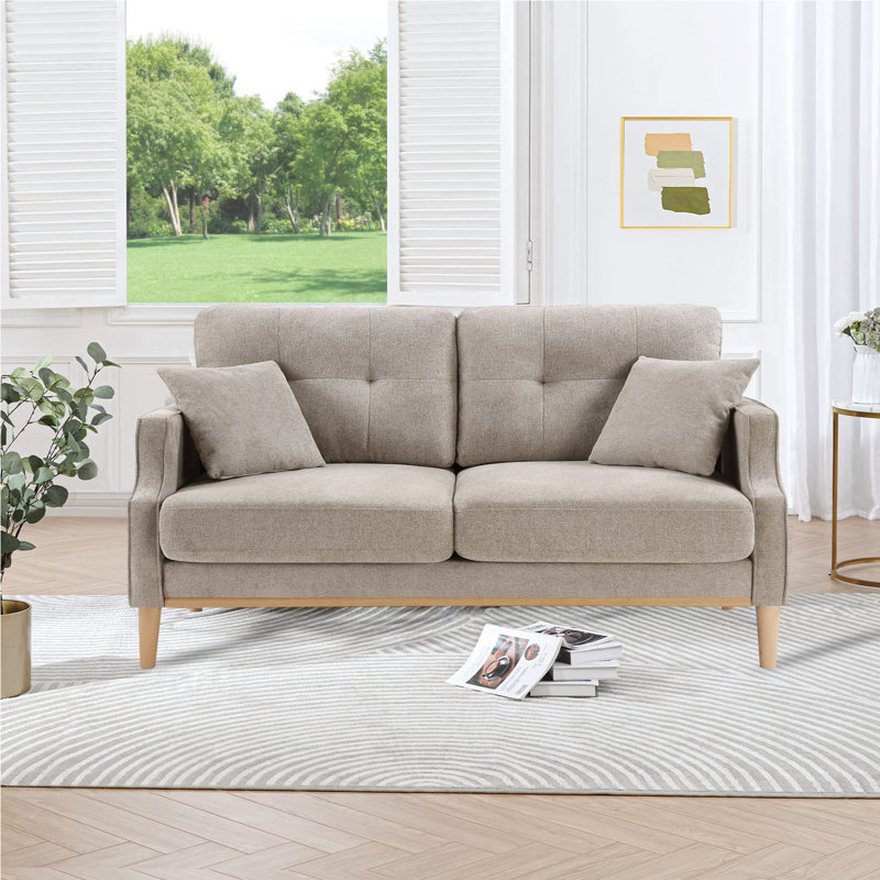 Causeuse à accoudoirs carrés 56,7 po, Polyester gris