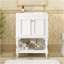 Meuble-lavabo de luxe moderne de 24 po avec lavabo en céramique, meuble de salle de bain avec tablette ouverte et rangement fermé-897825777