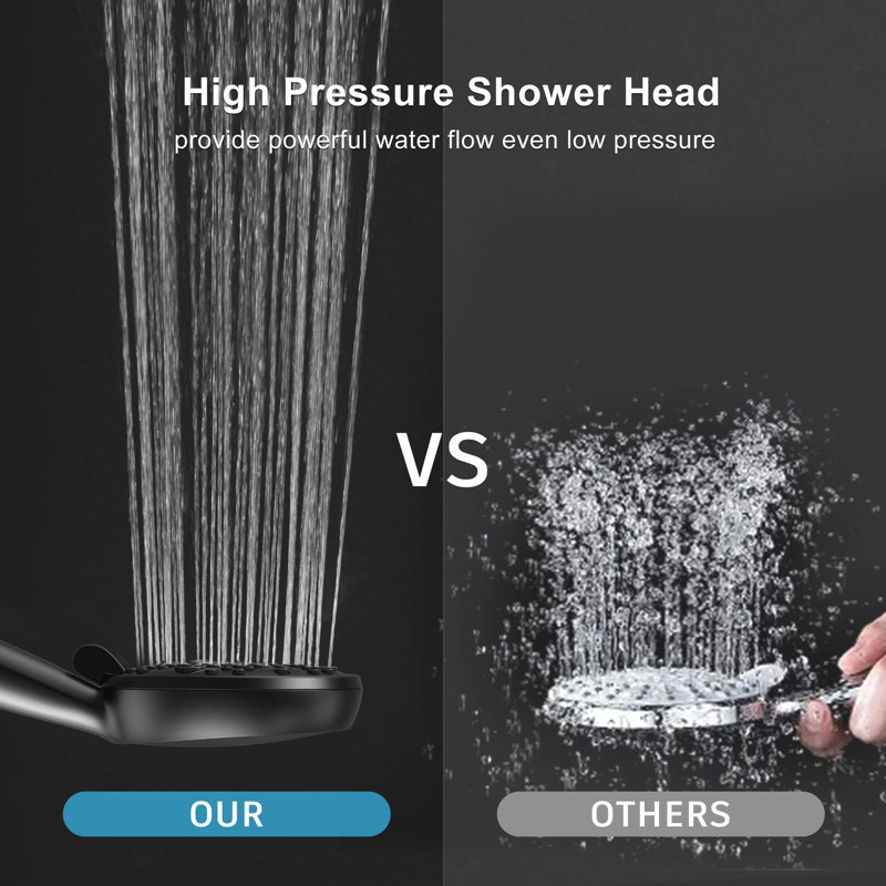 Pomme de douche à 8 fonctions avec douchette, ensemble de poignées de douche à haute pression avec douchette de 4,7 pouces