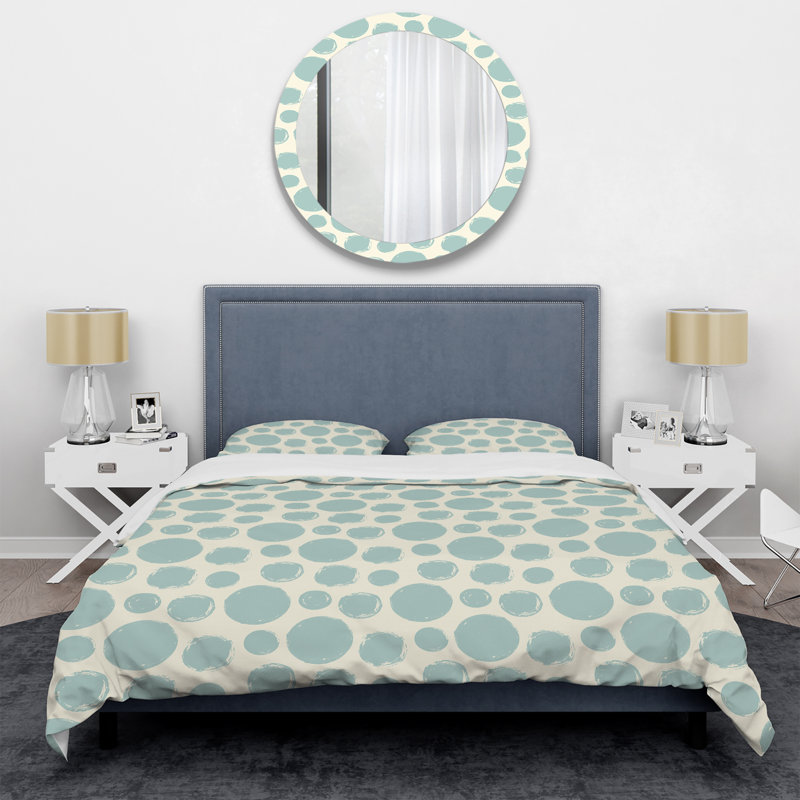 Motif de cercle vert - ensemble de housse de couette abstrait - polyester microfibre