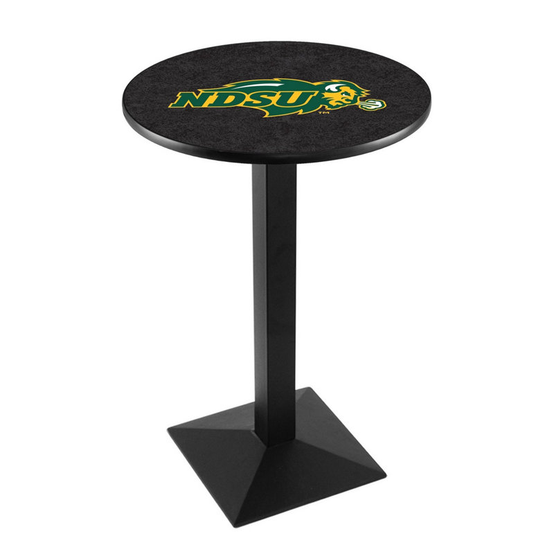 Round Metal Base Dining Table, Black Wrinkle, North Dakota State University - Black