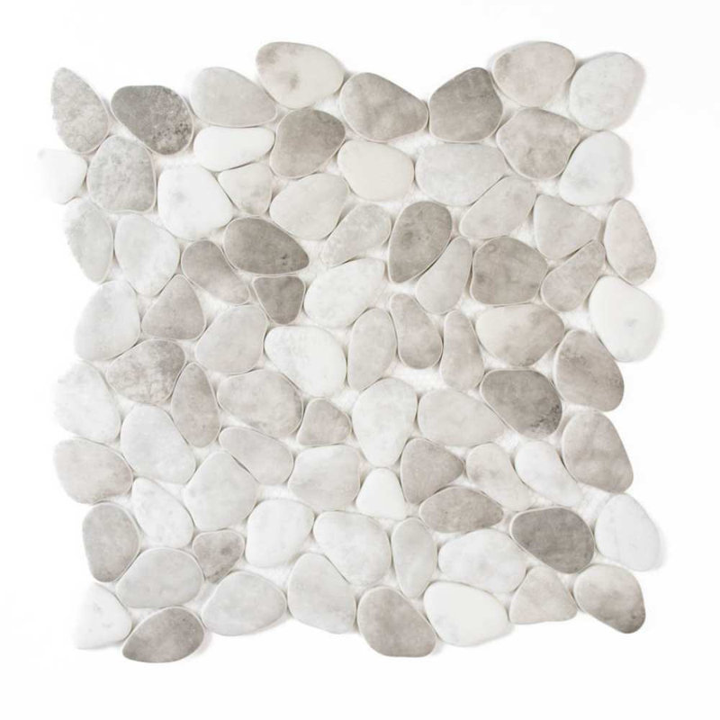 Huron Glass Pebbles Mosaic Tile, Silverado