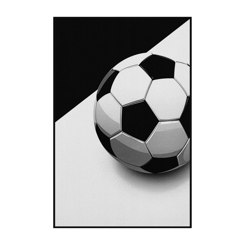 Tapis géométrique moderne et contemporain doux et moelleux en forme de ballon de football Eita, 7x10