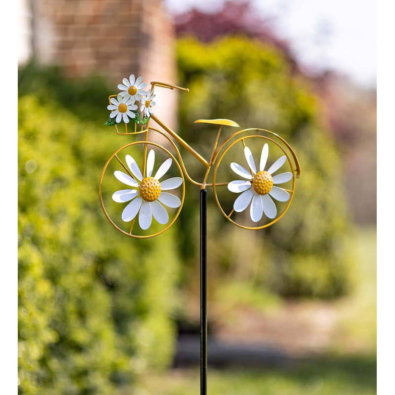 Lamaria Bicycle Spinner Garden Stake, Yellow