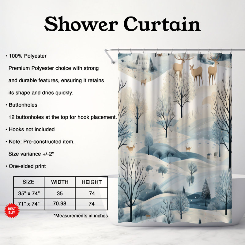 Rideau de douche Winter Utopia - Premium, H 74 po x l 71 po