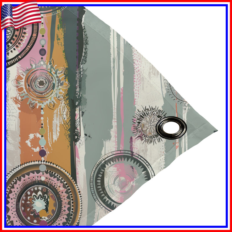 Tapisserie murale Mandala - Décoration murale abstraite, H 68 po x l 80 po avec 4 œillets