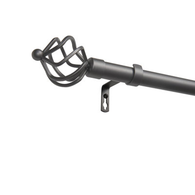  Torch Curtain Rod and Coordinating Finial Set, Adjustable