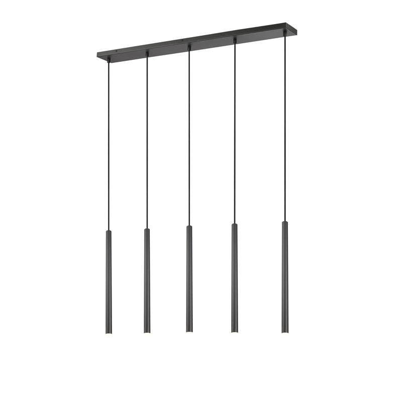 Lustre linéaire noir mat 5 lumières Mahlum, Noir mat, 205.7"