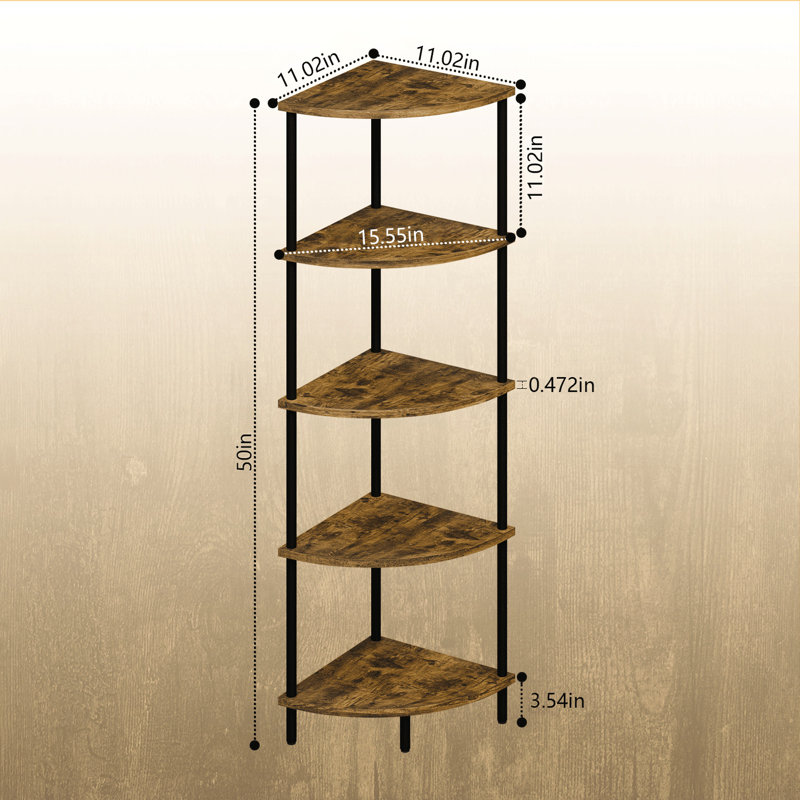 Tablette de coin pour rangement, organisateur de tablette de coin, support brun rustique pour petits espaces, bureau personnel, cuisine, salle de bain