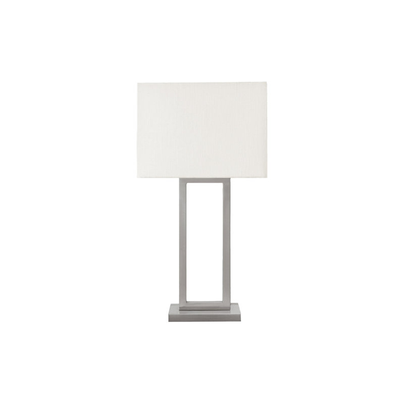 Lampe de table Shelly, port USB, base en métal nickelé, tissu ivoire, Nickel