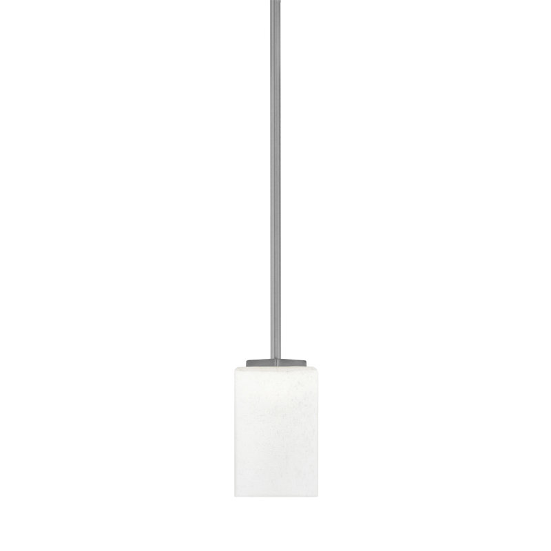 Mini-luminaire suspendu avec tige en verre Fausley, Givré, Blanc, Nickel
