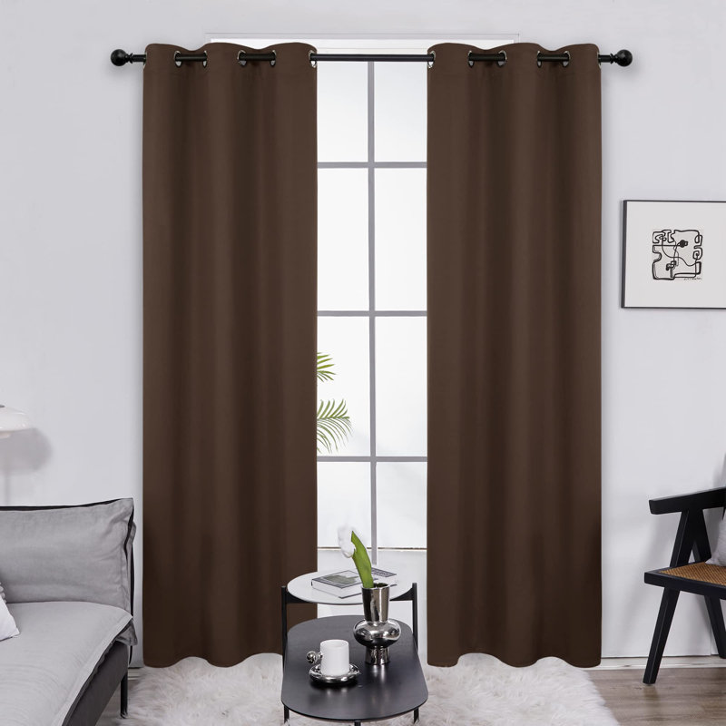 Thermal Insulated Room Darkening Grommet Curtain Panels (Set of 4), 42" W x 63" L, Brown