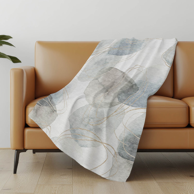 Addison Machine Washable Sherpa Circles Throw Blanket, Ivory