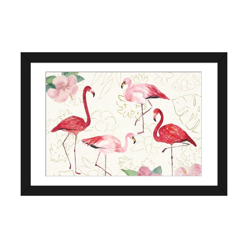« tropical fun oiseau viii », reproduction sur toile tendue, Papier d'art encadré noir, H 16 po x l 24 po x P 1 po, Blanc