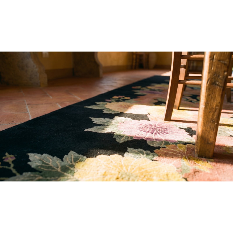 Tapis de couloir noir antique Antique Art Deco