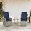  Chaises de patio inclinables 2 pièces avec table en rotin de polyester gris