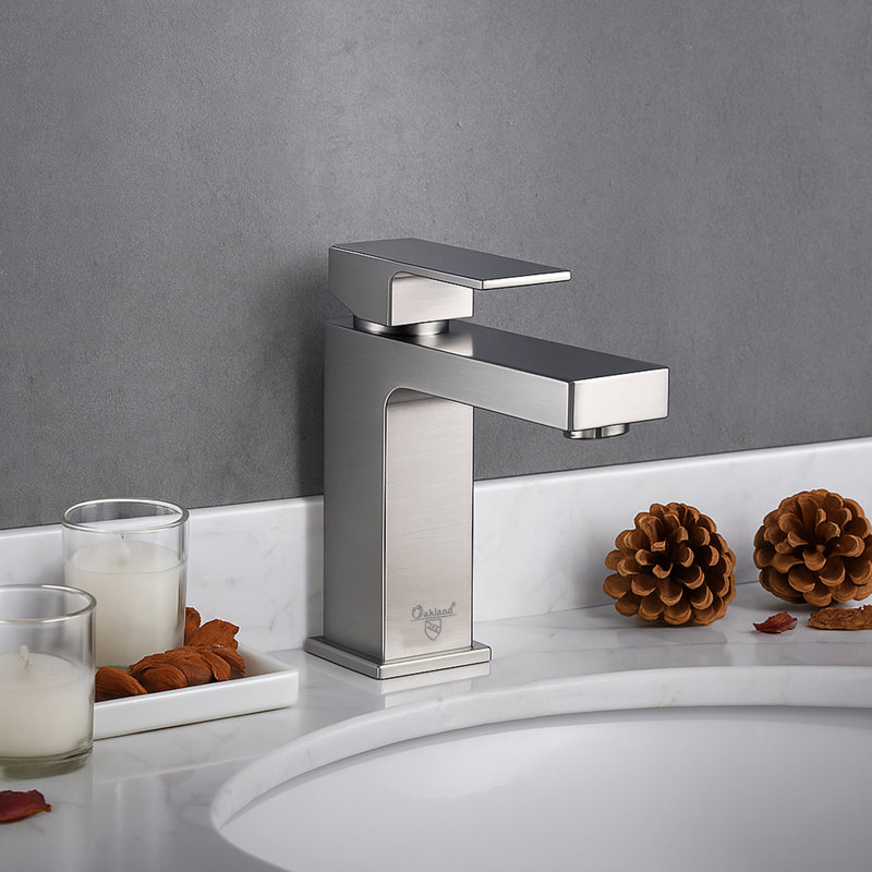 Robinet de salle de bains monotrou avec ensemble de drainage, Nickel brossé