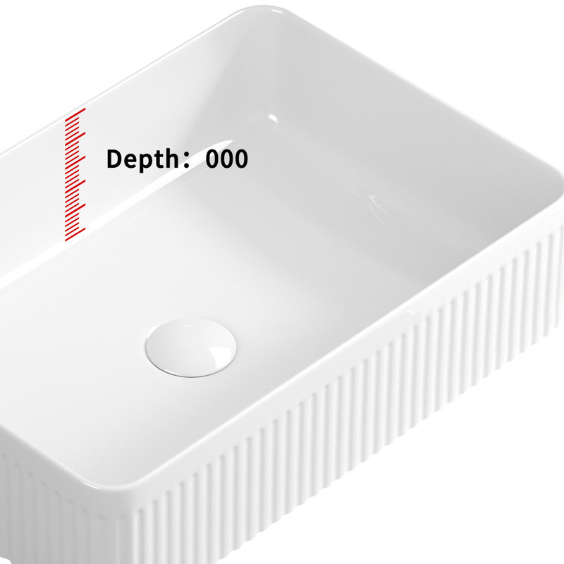 Céramique blanche, vasque, dessus de comptoir, salle de bain, forme rectangulaire, cuve profonde, drain rapide, surface lisse