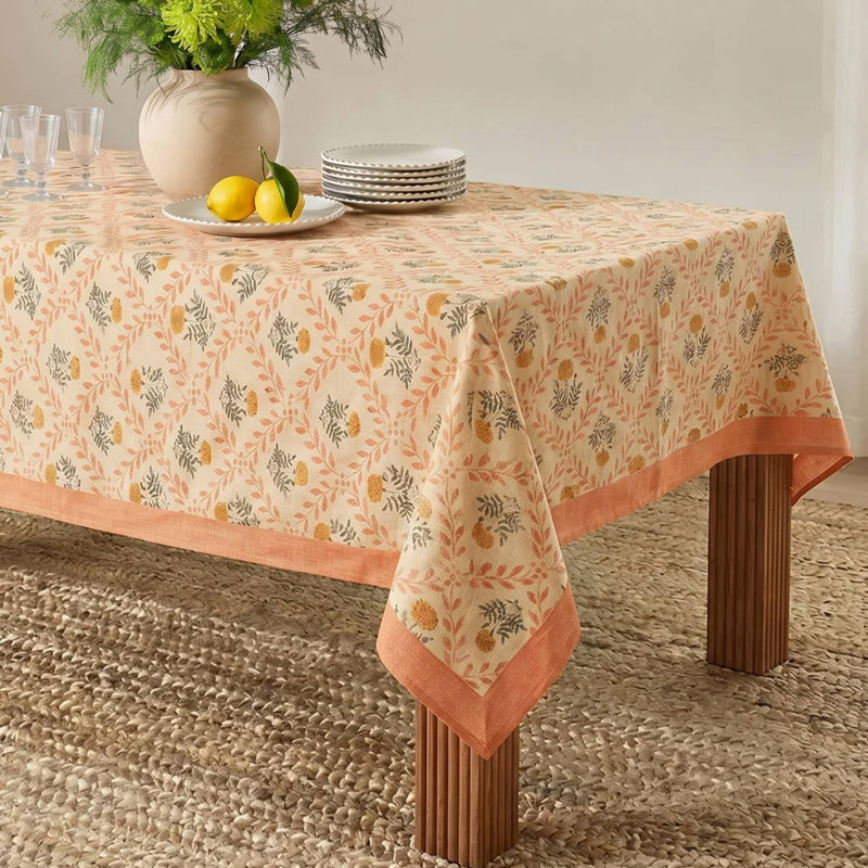 Nappe en coton naturel rose poudré Dolce 70 x 120 po