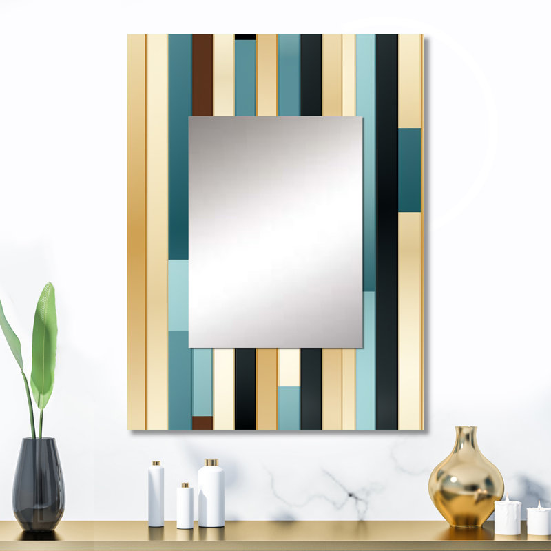 «Cellestine» bleu et beige rayé motif harmonie, 32 po x 24 po