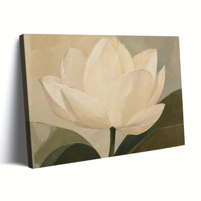 Fleur de lotus blanche minimaliste, art mural sur toile, feuille verte, reproduction de peinture pour chambre à coucher, décoration de salon