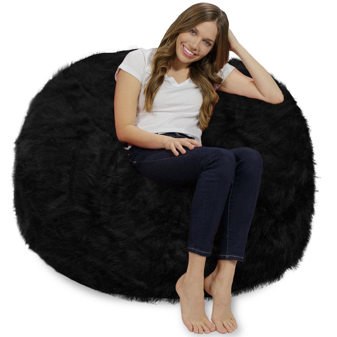Bean Bag Chair - Giant Faux Fur Classic Memory Foam filled Furniture Bean Bag Pouf for Lounging, Reading, Gaming and Watching TV for Adults - Big Sofa with Plush, Ultra Soft Faux Long Fur Cover in Multiple Colors and Sizes Chill Sack 
