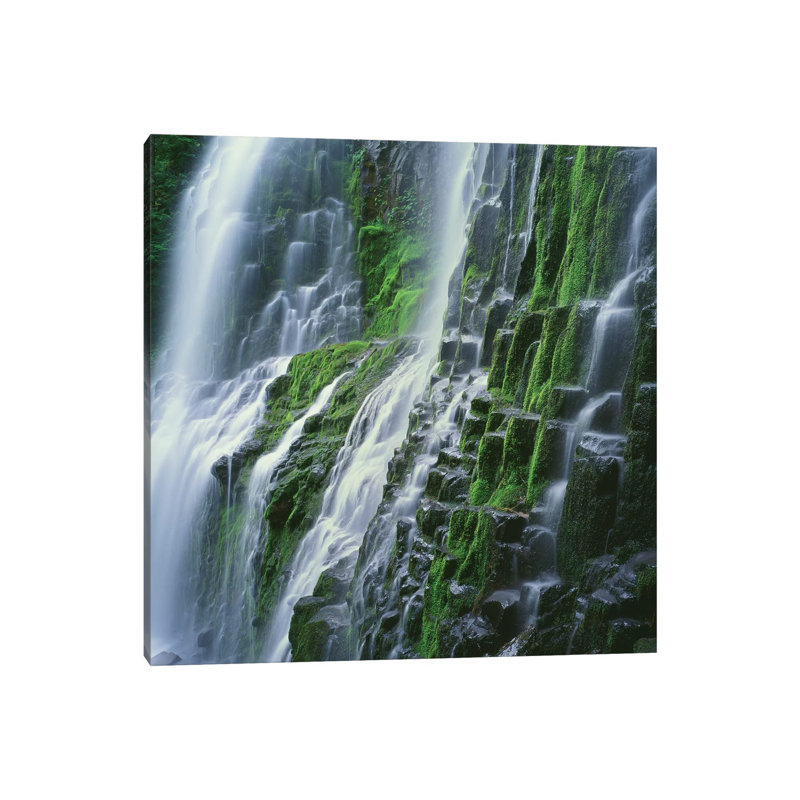OR, Willamette NF. Three Sisters Wilderness, Lower Proxy Falls Displays Multiple Cascades 1 Piece Wrapped Canvas Wall Art